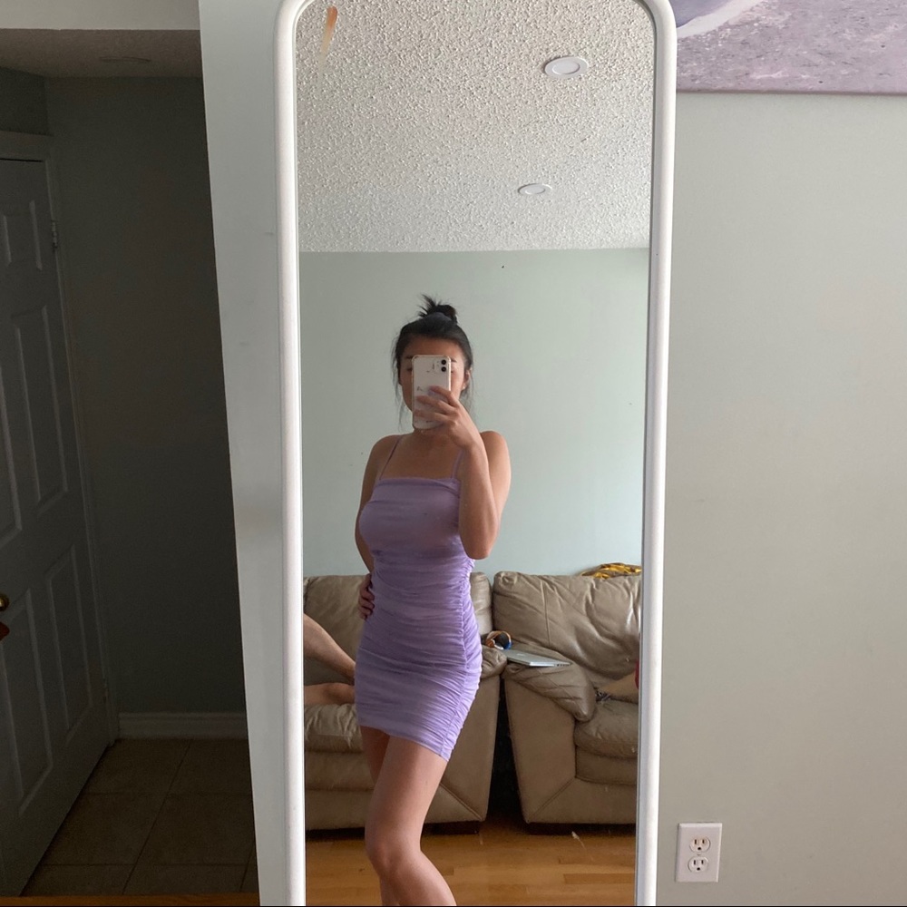 SHEIN ruched overlay bodycon dress